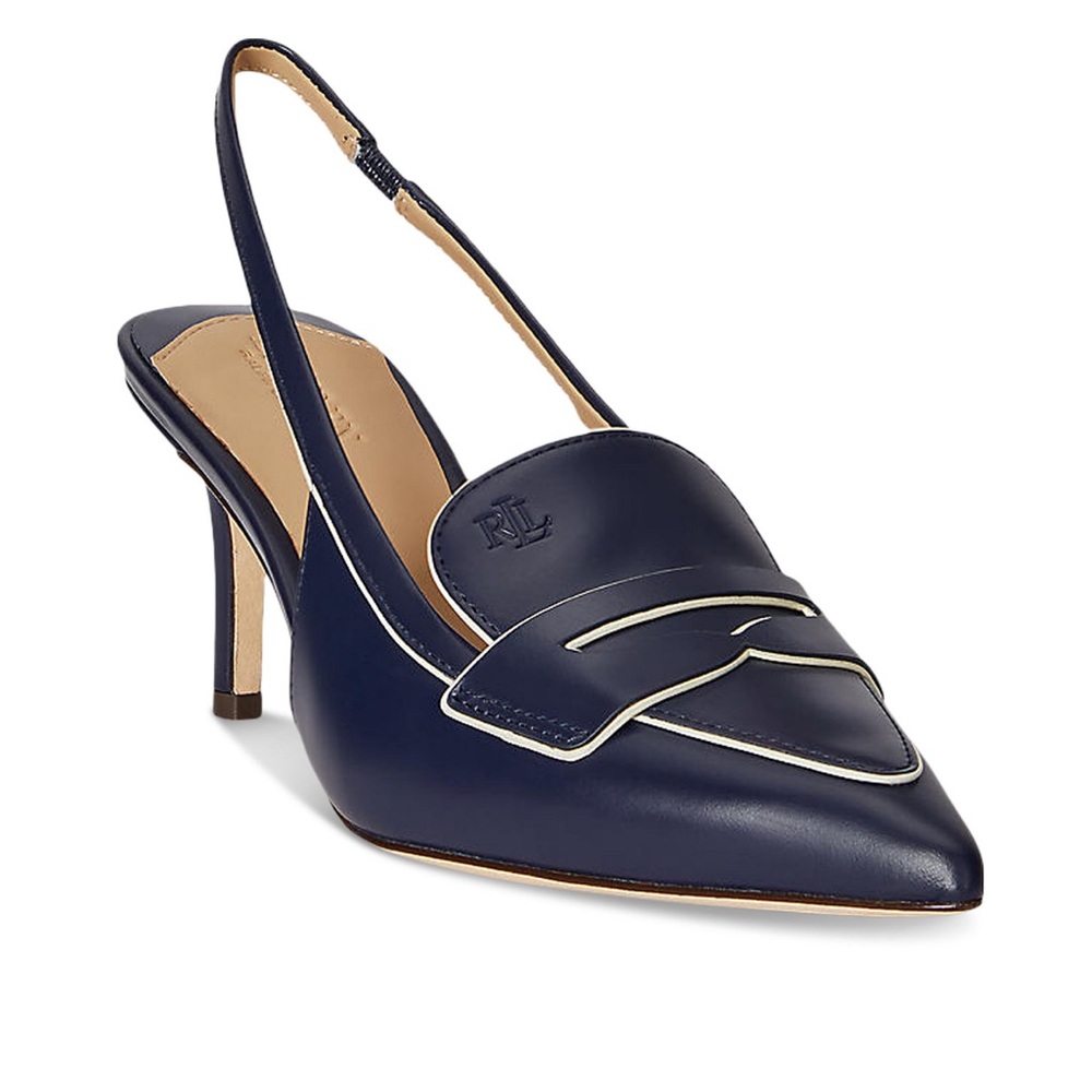 NIB Ralph Lauren Khloe Leather Slingback Loafer Pumps